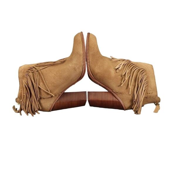 Cynthia Vincent Shoes Womens 9 Booties Fringe Leather Block Heel Fashion Western - Picture 10 of 15